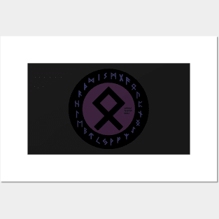 Purple Othala Futhark Rune Symbol Posters and Art